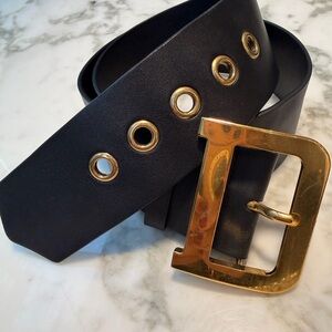 Dior Diorquake Black Belt with Gold D buckle